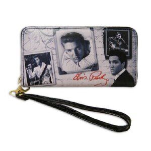 White New Elvis Presley Clutch Purse Zip Wallet Wristlet Coin Phone Holder Photo